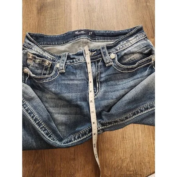 Miss Me jeans 27x32 embroidered Low-Rise denim 5 pocket - Picture 6 of 8
